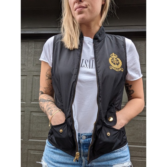 VINTAGE Lauren Ralph Lauren Reversible Embroidered Crest Zipper Vest, RARE - Picture 2 of 10